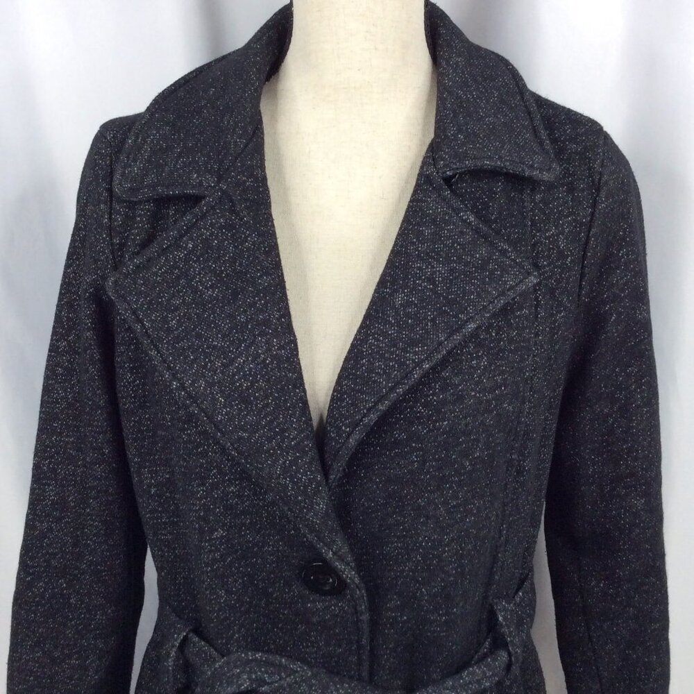 Liz Claiborne Women's Belted Knit Jacket Size Medium Black‎ Button Down - Picture 5 of 11